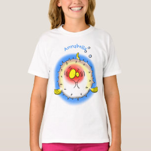 Funny puffer fish porcupine fish cartoon t-shirt