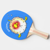 Funny puffer fish porcupine fish cartoon tafeltennisbatje (Zijkant)