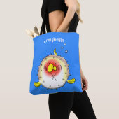 Funny puffer fish porcupine fish cartoon tote bag (Dichtbij)