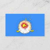 Funny puffer fish porcupine fish cartoon visitekaartje (Achterkant)