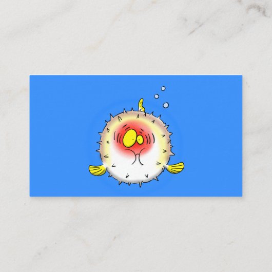 Funny puffer fish porcupine fish cartoon visitekaartje (Achterkant)