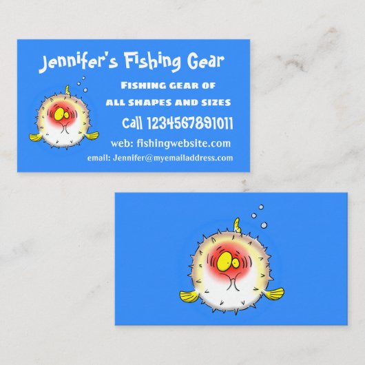 Funny puffer fish porcupine fish cartoon visitekaartje (Voorkant / Achterkant)