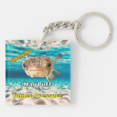 Funny Puffer Fish Warning: May Puff Under Pressure Sleutelhanger (Achterkant)