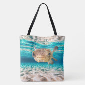 Funny Puffer Fish Warning: May Puff Under Pressure Tote Bag (Achterkant)