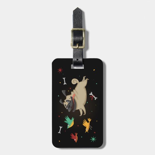 Funny Pug Bagagelabel (Voorkant verticaal)