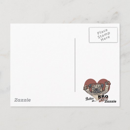 Funny Pug BBQ Briefkaart (Achterkant)
