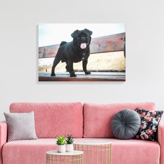 Funny pug canvas afdruk (Insitu (Woonkamer))