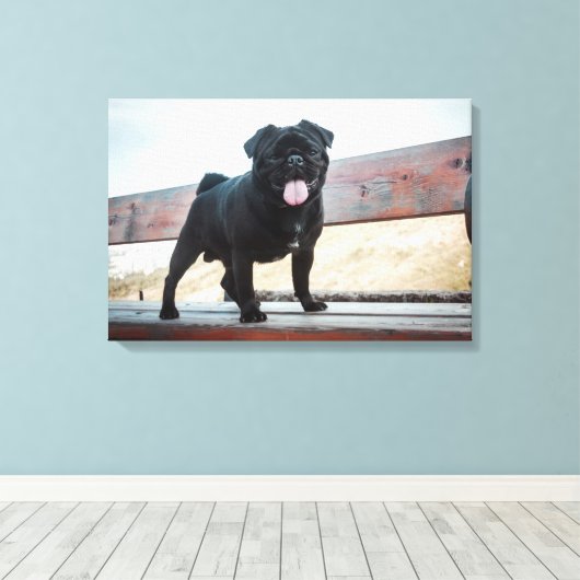 Funny pug canvas afdruk (Insitu (Houten vloer))