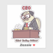 Funny Pug CEO - Chief Eating Officer Office Humor  Sticker (Vel)