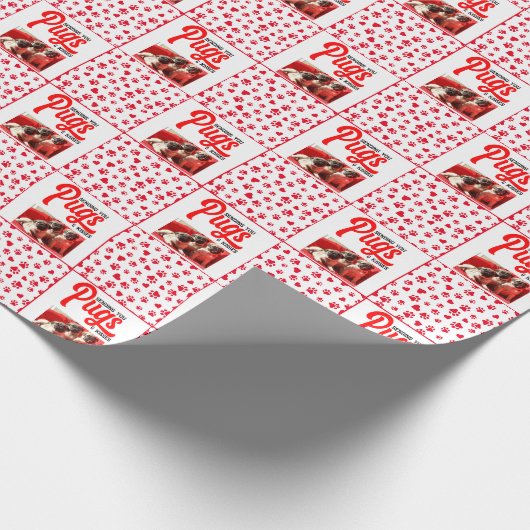 Funny Pug Christmas Dog Afbeelding Schattigee Pupp Cadeaupapier (Hoek)