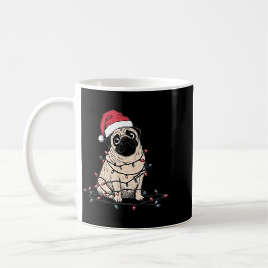 Funny Pug Christmas Graphics Dog Lights Lover Owne Koffiemok (Links)