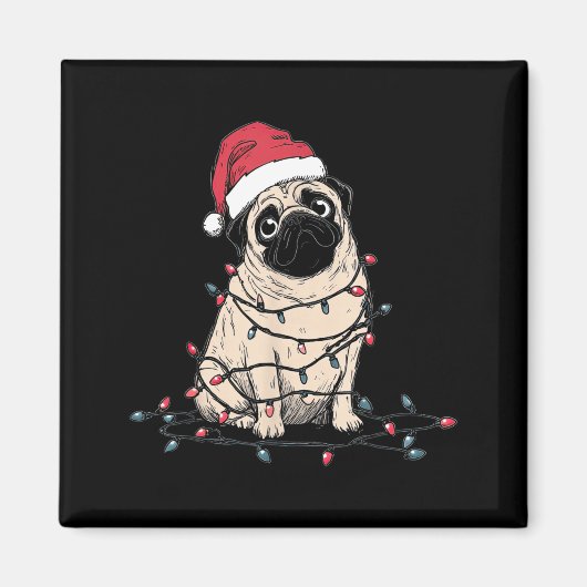 Funny Pug Christmas Graphics Dog Lights Lover Owne Magneet (Voorkant)