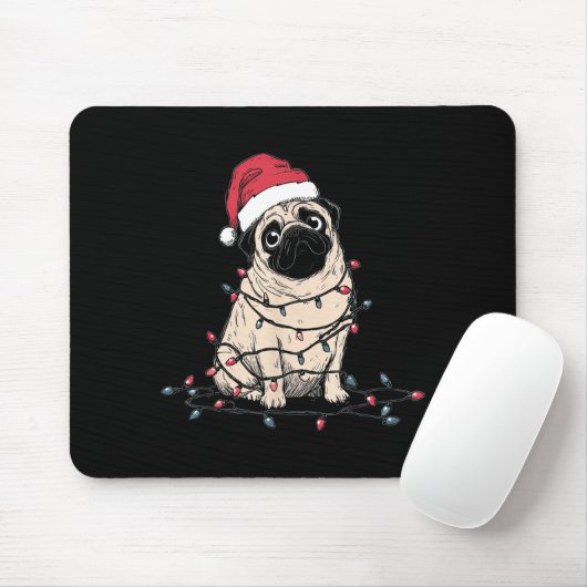 Funny Pug Christmas Graphics Dog Lights Lover Owne Muismat (Met muis)