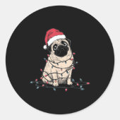Funny Pug Christmas Graphics Dog Lights Lover Owne Ronde Sticker (Voorkant)