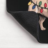 Funny Pug Christmas Santa Hat Xmas Lights  Muismat (Hoek)