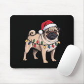 Funny Pug Christmas Santa Hat Xmas Lights  Muismat (Met muis)