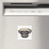Funny pug, Cute franse buldog met bril Magneet (Insitu (Vaatwasser))