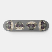 Funny pug, Cute franse buldog met bril Persoonlijk Skateboard (Horizontaal)