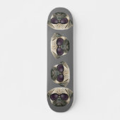 Funny pug, Cute franse buldog met bril Persoonlijk Skateboard (Voorkant)