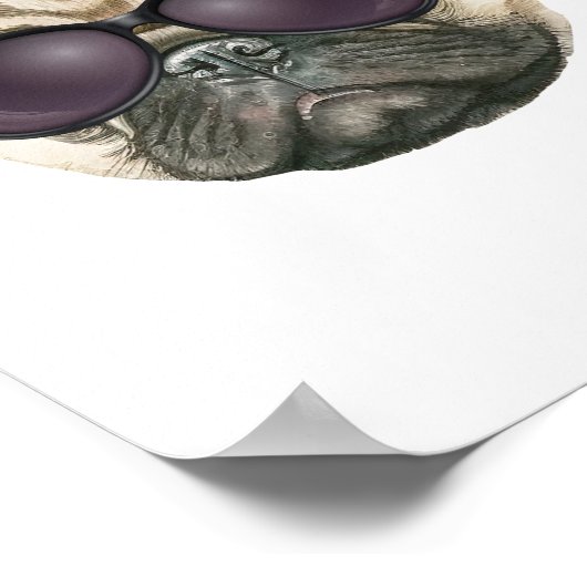 Funny pug, Cute franse buldog met bril Poster (Hoek)