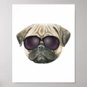 Funny pug, Cute franse buldog met bril Poster (Voorkant)