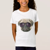 Funny pug, Cute franse buldog met bril T-shirt (Voorkant)