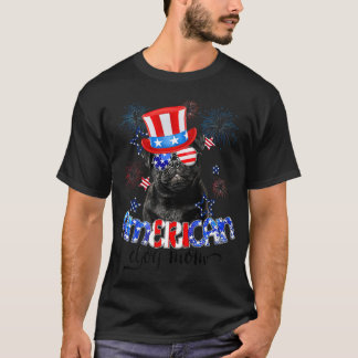Funny Pug die zonnebrillen draagt Vlag 4 juli T-shirt