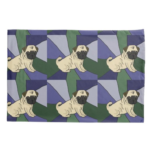 Funny Pug Dog Abstracte Art Pillowcase Kussensloop (Achterkant)