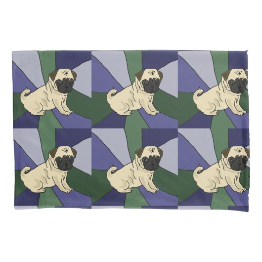Funny Pug Dog Abstracte Art Pillowcase Kussensloop (Voorkant)