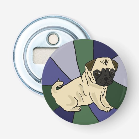Funny Pug Dog Art Button Bottle Opener (Voorkant)
