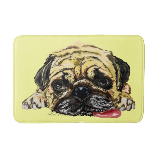 Funny Pug Dog Bath Mat - Your Colors - Text (Voorkant)