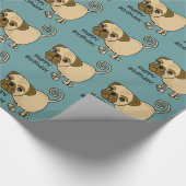 Funny Pug Dog Birthday Gift Wrap Cadeaupapier (Hoek)