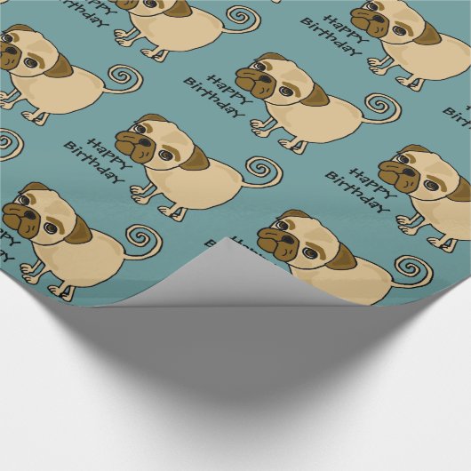 Funny Pug Dog Birthday Gift Wrap Cadeaupapier (Hoek)