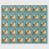 Funny Pug Dog Birthday Gift Wrap Cadeaupapier (Vlak)