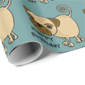 Funny Pug Dog Birthday Gift Wrap Cadeaupapier (Rol Hoek)