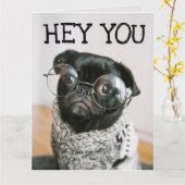 FUNNY PUG DOG BIRTHDAY WENSKAARTEN KAART (Gele Bloem)