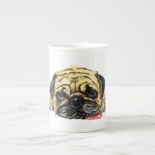 Funny Pug Dog Bone China Mok