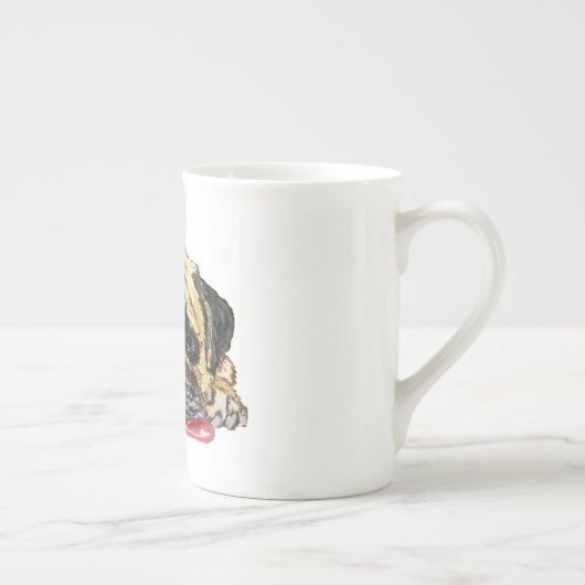 Funny Pug Dog Bone China Mok (Rechts)