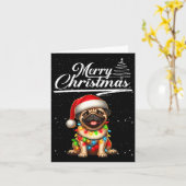 Funny Pug Dog Christmas Lights Santa Hat Candy Can Kaart (Gele Bloem)