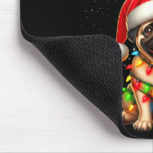 Funny Pug Dog Christmas Lights Santa Hat Candy Can Muismat (Hoek)