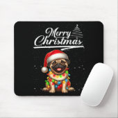 Funny Pug Dog Christmas Lights Santa Hat Candy Can Muismat (Met muis)