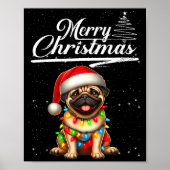 Funny Pug Dog Christmas Lights Santa Hat Candy Can Poster (Voorkant)