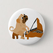 Funny Pug Dog die Piano speelt Ronde Button 5,7 Cm (Voorkant)