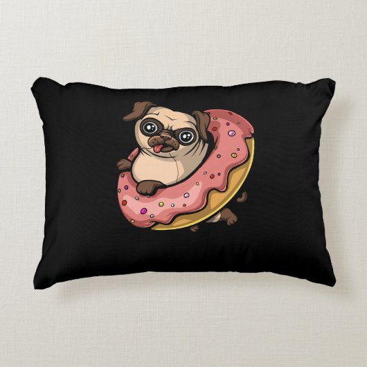 Funny Pug Dog Donut Lover Pet Accent Kussen (Voorkant)