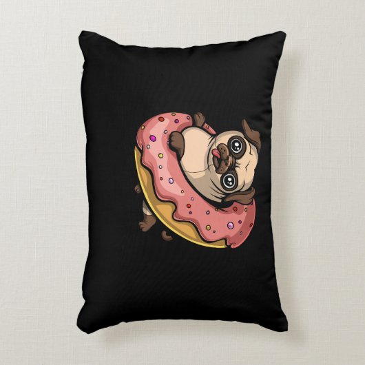 Funny Pug Dog Donut Lover Pet Accent Kussen (Voorkant(Verticaal))