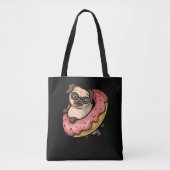 Funny Pug Dog Donut Lover Pet Tote Bag (Voorkant)