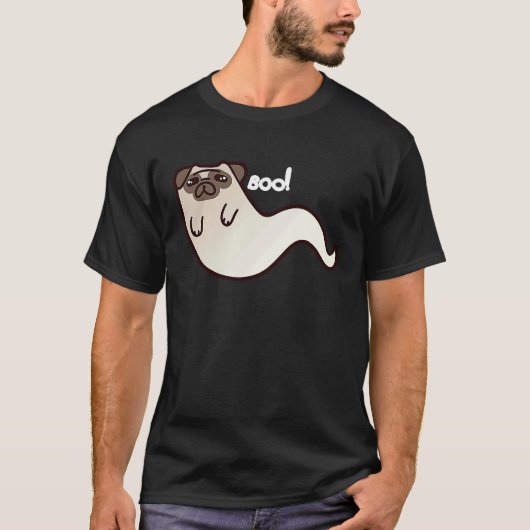 Funny Pug Dog Ghost BOO Halloween Scary spooky T T-shirt (Voorkant)
