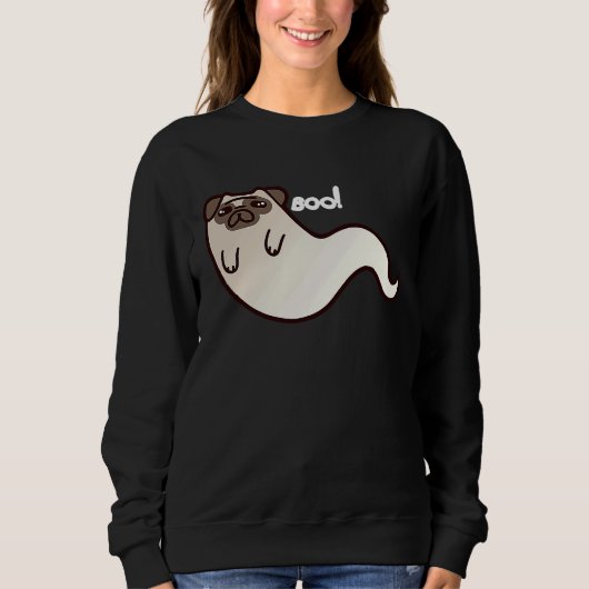 Funny Pug Dog Ghost BOO Halloween Scary spooky T Trui (Voorkant)