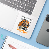 Funny Pug Dog Happy Pugsgiving Thanksgiving Sticker (Laptop met iPhone)