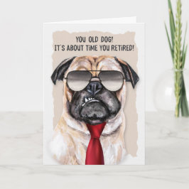 Funny Pug Dog in een Rode Necktie Kaart